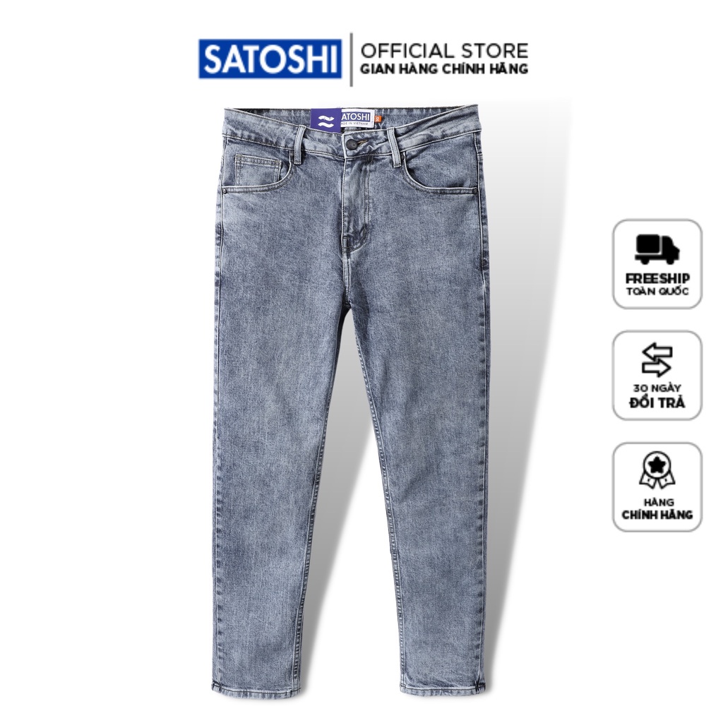Quần jean nam SATOSHI SAQJ46 dáng slimfit ống vừa, phong cách trẻ trung, co giãn thoải mái Đẹp