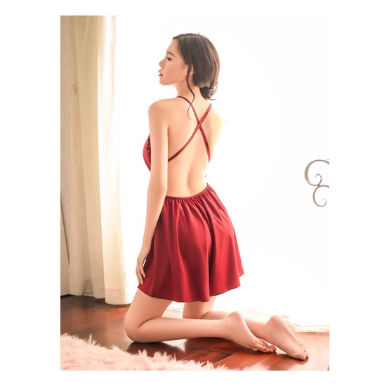 Váy ngủ lụa hai dây hở lưng sexy cao cấp Đầm mặc nhà gợi cảm quyến rũ L102