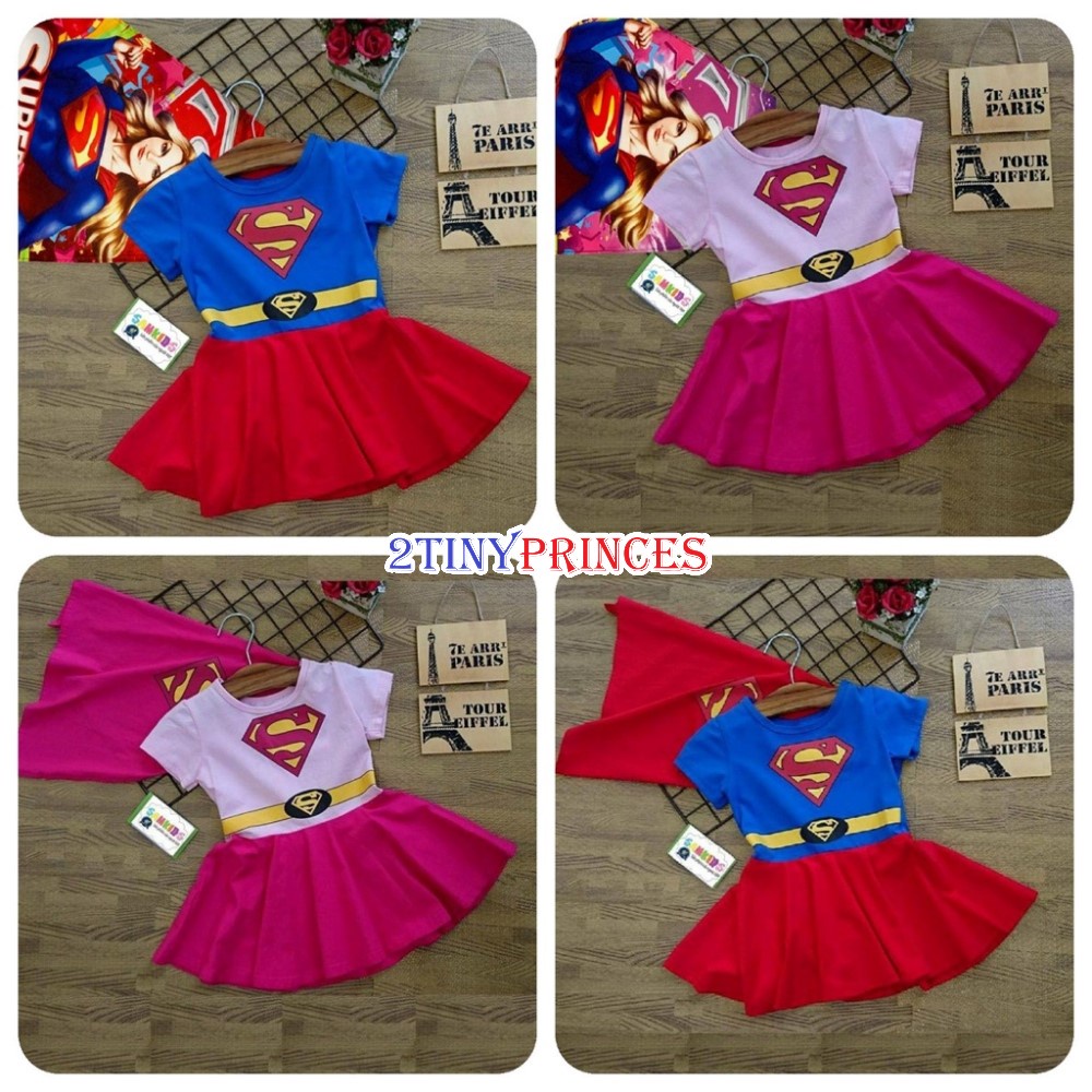 Váy đầm siêu nhân kèm áo choàng cho bé gái VSN01