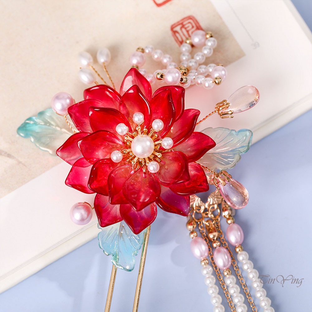 GETNOIVAS Trâm Cài Tóc Dáng Dài Đính Tua Rua Phong Cách Trung Hoa Thanh Lịch Dành Cho Nữ