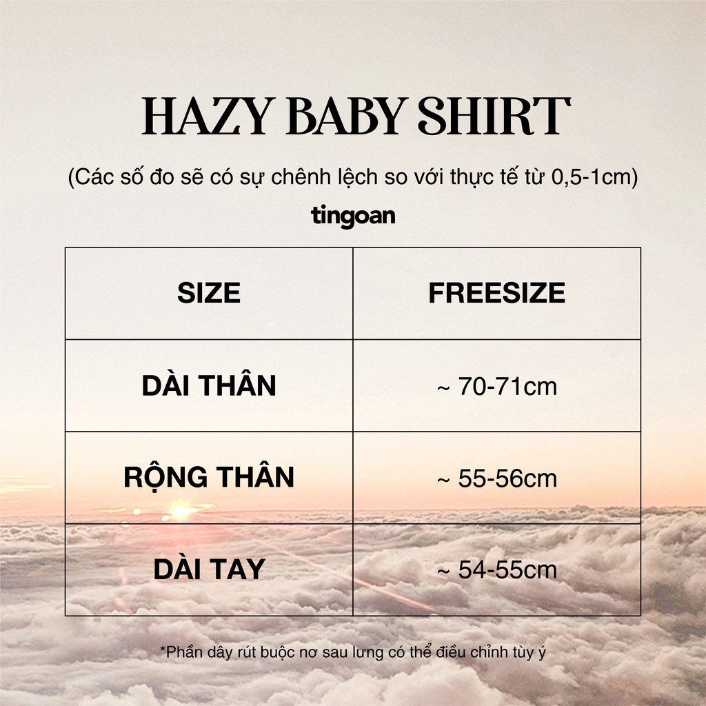 Áo sơmi cổ tàu rút dây chống nhăn trắng tingoan sài gòn HAZY BABY SHIRT/WH