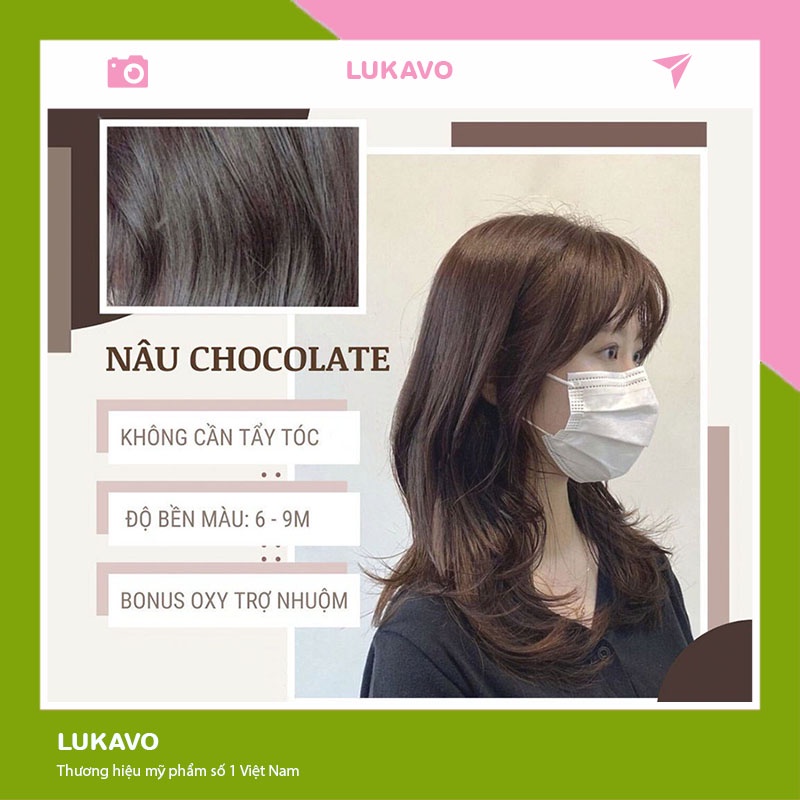 Thuốc Nhuộm Tóc Màu Nâu Chocolate / Nâu socola | Lên Từ Nền Đen Không Tẩy tặng oxy trợ nhuộm và găng tay mũ ủ