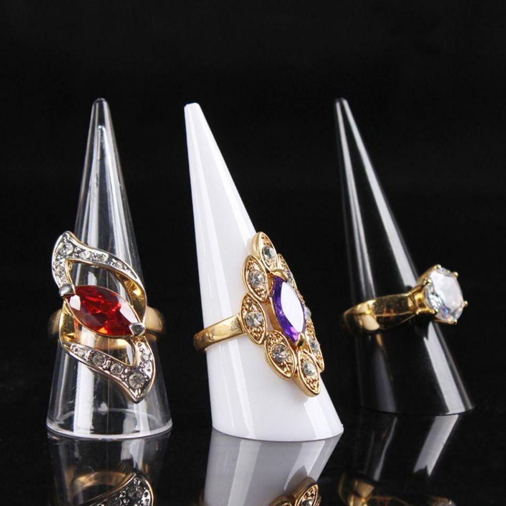 Set 1 / 5 Giá Trưng Bày Nhẫn Hình Nón Màu Trắng Đen Bằng Nhựa