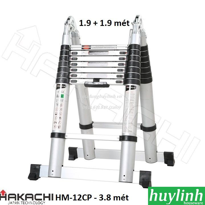 Thang nhôm rút đôi chữ A Hakachi HM-12CP - 3.8 mét