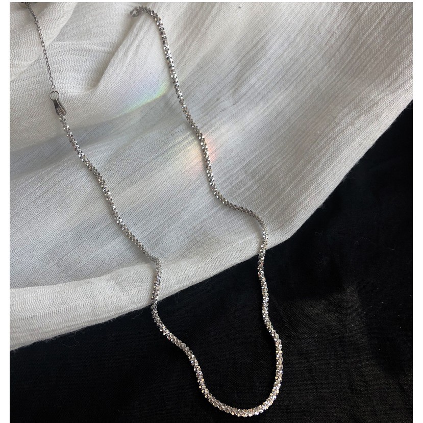 Dây chuyền chocker bạc 925 nữ sợi trơn xù lấp lánh Sparkling Choker độc đáo, xinh xẻo | HARMONY ACCESSORIES VC32