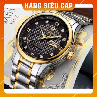 [CAO CẤP] Đồng hồ nam ONTHEEDGE dây inox - Mặt đen, dây demi