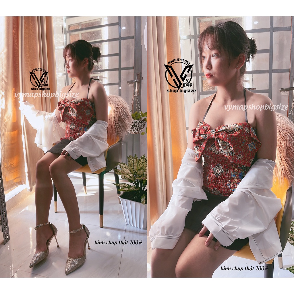áo 2 dây nơ thổ cẩm bigsize (65-100kg)