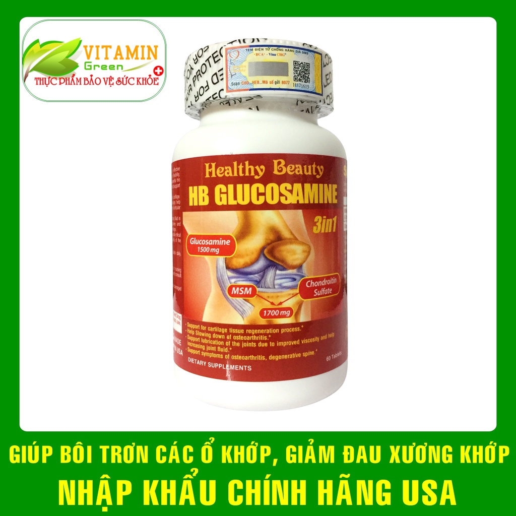 Viên xương khớp HB Glucosamine 3in1 giúp giảm các vấn đề về xương khớp, thoái hóa khớp | Nhập khẩu chính hãng Mỹ