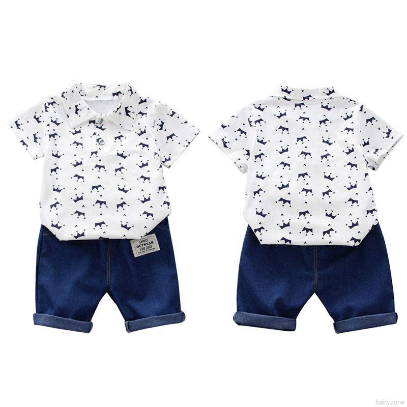 Summer Baby Boy Floral Print Short Sleeve Shirt Shorts