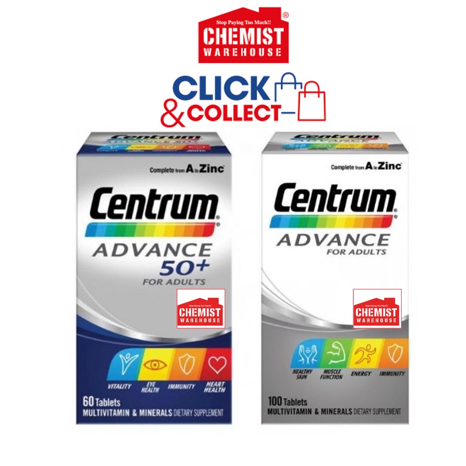 Vitamin tổng hợp Centrum Advance Úc hộp 100 viên cho người lớn,trung niên,người già tuổi 50+
