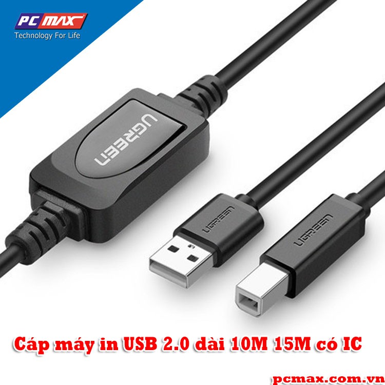 Cáp máy in USB 2.0 dài 10M 15M có IC cao cấp Ugreen 10374 Ugreen 10362   - Hàng chính hãng