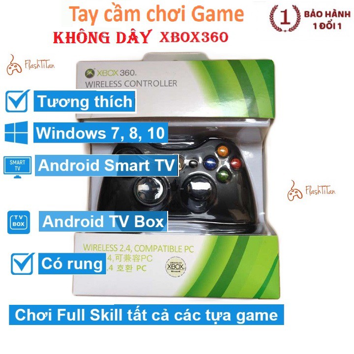 Tay Cầm Chơi Game không dây Xbox 360 Có Rung -Tay cầm không dây 2.4G cho PC, Smart TV, Laptop chơi full skill F04 | BigBuy360 - bigbuy360.vn