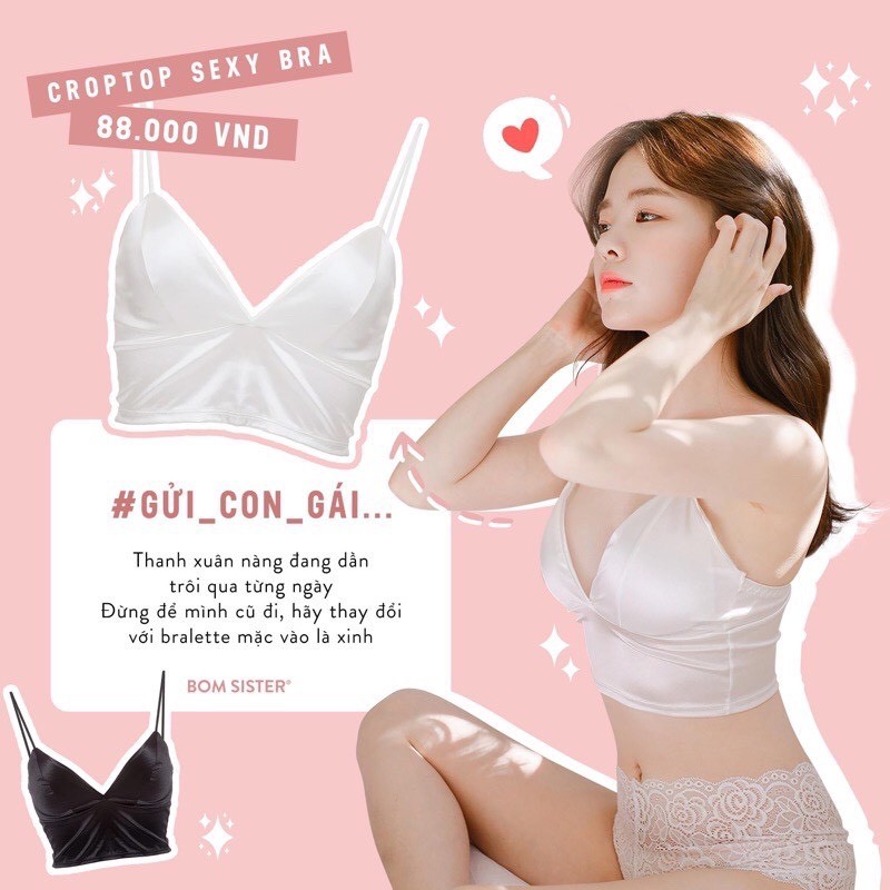 Áo Bra satin phi bóng dáng croptop sexy 264