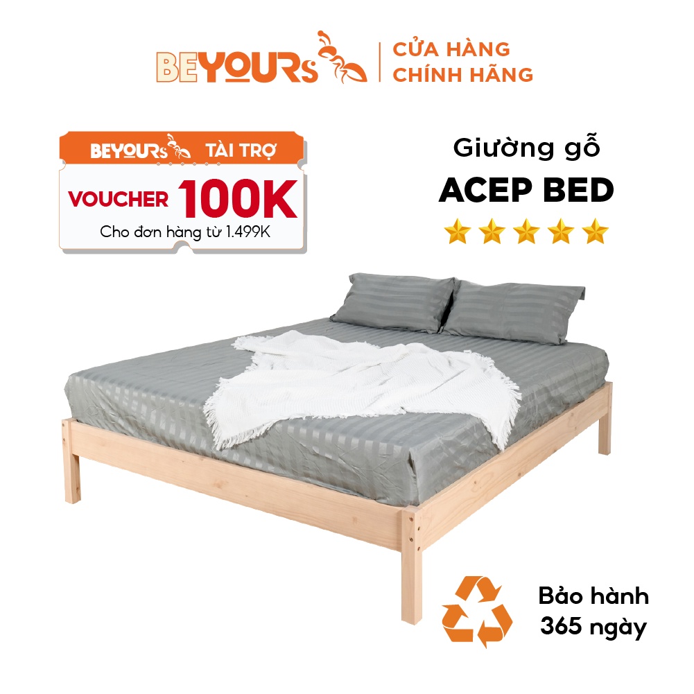 Giường Ngủ Pallet Gỗ Thông Minh BEYOURs Acep Bed Nội Thất Kiểu Hàn Lắp Ráp Phòng Ngủ