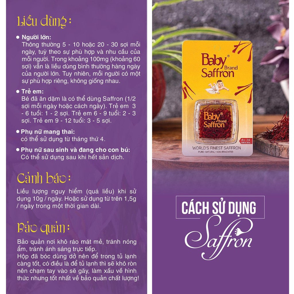Baby saffron | Nhụy hoa nghệ tây nhập khẩu Ấn Độ | BigBuy360 - bigbuy360.vn