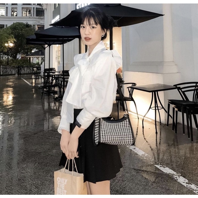 [BEST SELLER] Áo sơ mi thô trắng bèo nơ buộc (Lila Top) | WebRaoVat - webraovat.net.vn