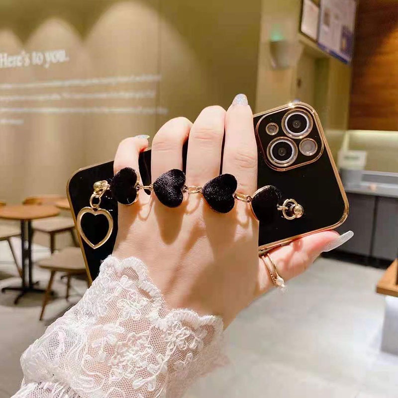 Ốp Điện Thoại Sang Trọng Có Dây Đeo Tay Trái Tim Cho Vivo y17s Y51 2020 Y31 2021 Y53s Y21 Y21s Y33s Y72 5G T1 Y71T