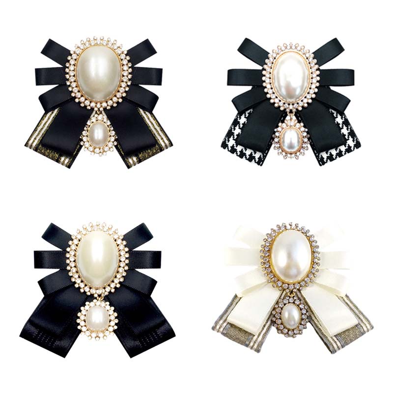 Cài Áo Hình Nơ Đính Ngọc Trai Thời Trang Cho Nữ