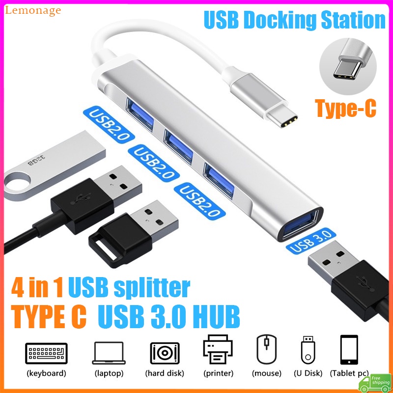 Bộ Chia 4 Cổng USB 3.0 Type C Tốc Độ Cao Cho Máy In OTG/PC