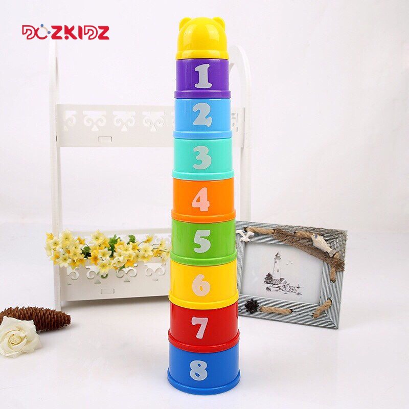 Đồ chơi trẻ em thông minh - Cốc xếp chồng 9 tầng cao 39 cm cho bé - DOZKIDZ