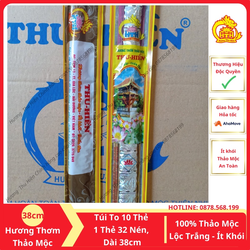 Nhang Thảo Mộc Thu Hiền, Hương Thơm Thảo Mộc Thu Hiền Cao Cấp Tàn Trắng Dài 38cm
