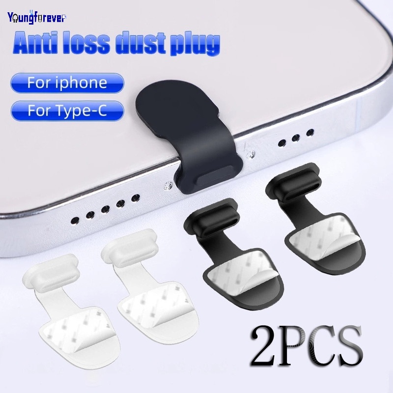 Set 2 Nút Silicon Chặn Cổng Sạc Type C Chống Bụi Tái Sử Dụng Cho Điện Thoại Thông Minh