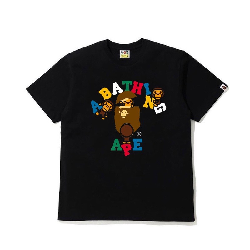 Áo Thun Cotton Tay Ngắn In Họa Tiết Bape Thời Trang Cho Nam Và Nữ