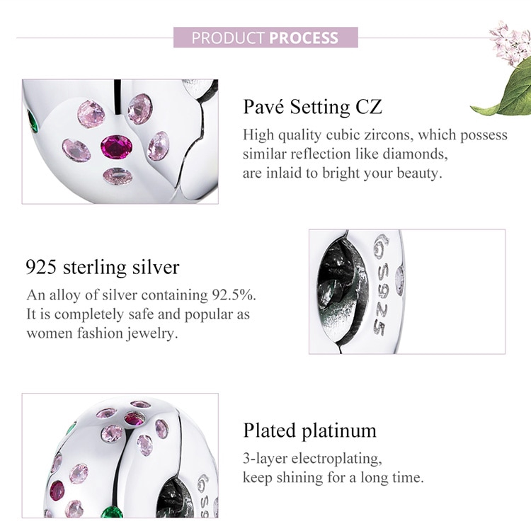 Hạt Phụ Kiện Bamoer Trang Trí Vòng Đeo Tay Hình Bông Hoa Đính Đá Thời Trang Thanh Lịch Dành Cho Nữ