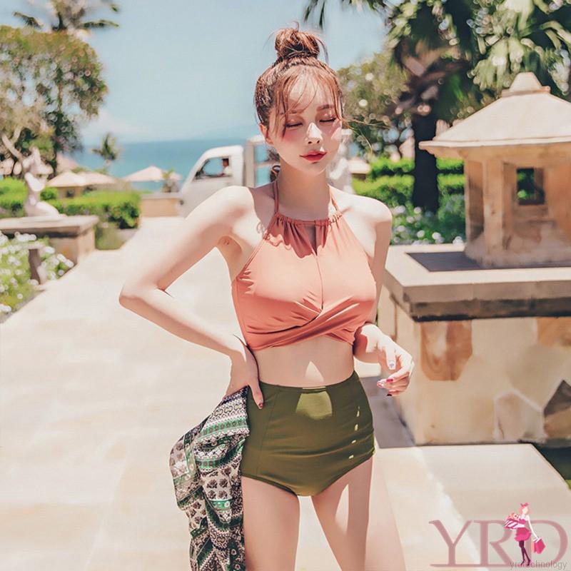 Bộ bikini lưng cao màu trơn gợi cảm dành cho nữ | BigBuy360 - bigbuy360.vn