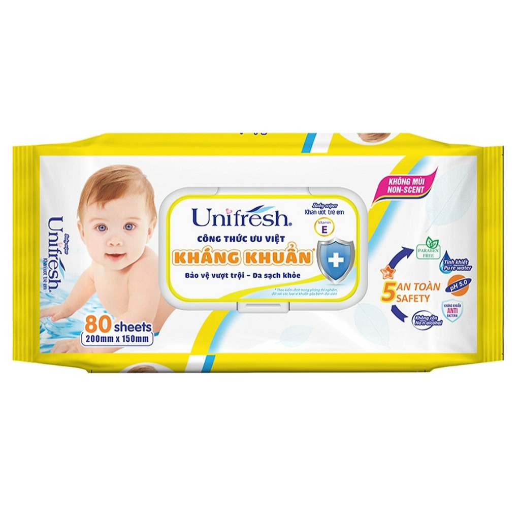 Khăn Ướt Unifresh Family nha đam (80 Miếng)