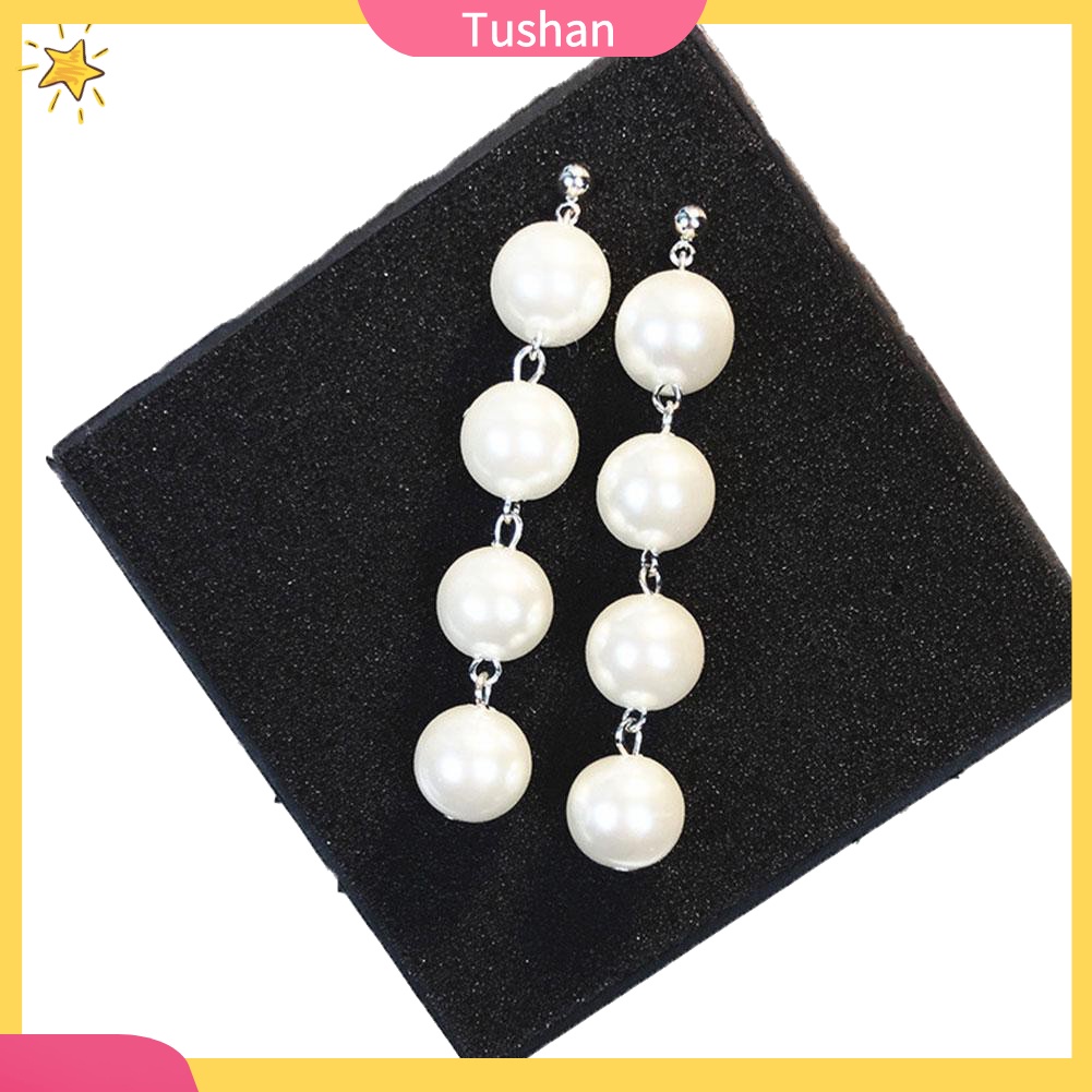 Khuyên Tai Dáng Dài Đính Ngọc Trai Nhân Tạo Thanh Lịch Cho Nữ