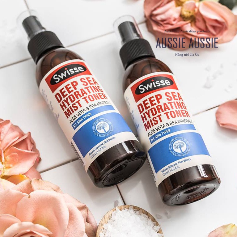 Toner dạng xịt khoáng Swisse Deep Sea Hydrating Mist Toner/ Swisse Rosewater Balancing Mist Toner 125ml aussie.vn