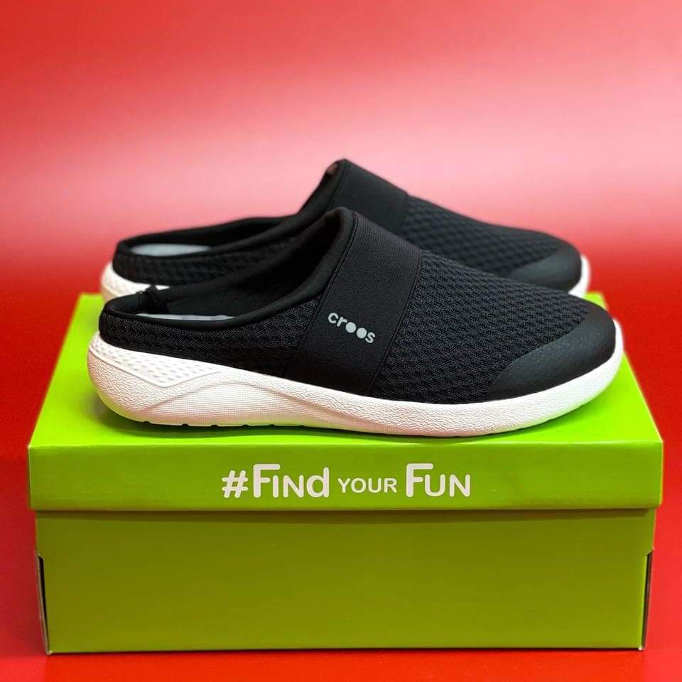 GIÀY SỤC LƯỜI CROCS VẢI LƯỚI LITERID MESH MULE CHO NAM MÀU ĐEN