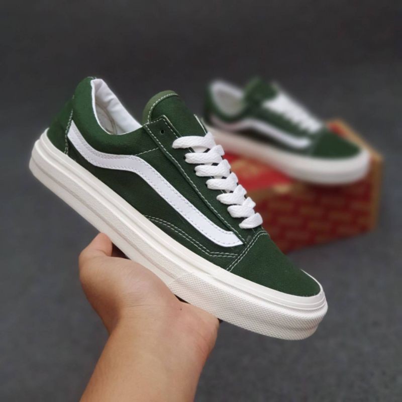 Giày Thể Thao Vans Old Skool Og Màu Trắng Xanh Lá Chất Lượng Cao