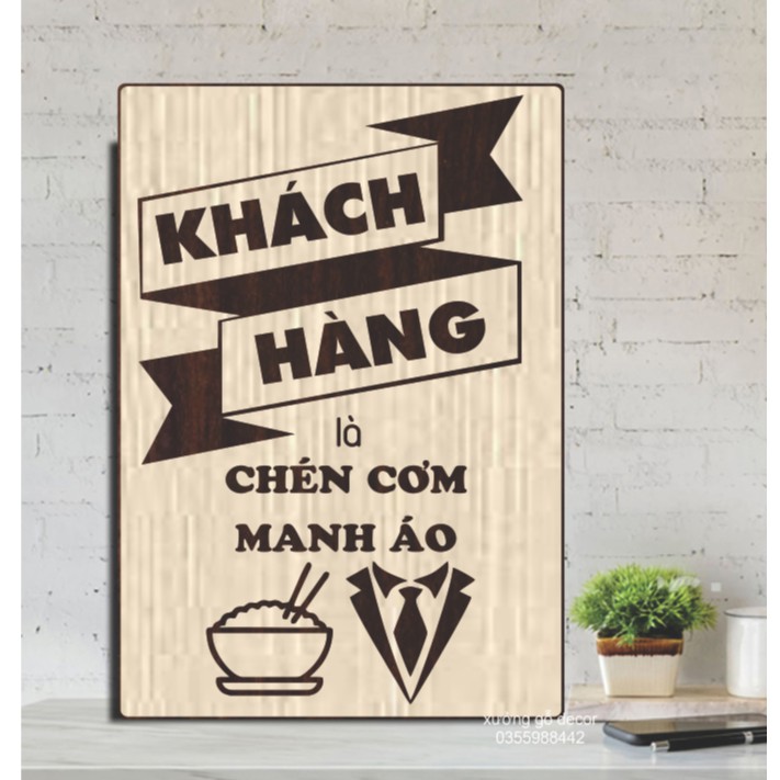 Tranh Treo Tường Văn Phòng Tạo Động Lực Decor Trang Trí- Khách Hàng Là Chén Cơm,Manh Áo