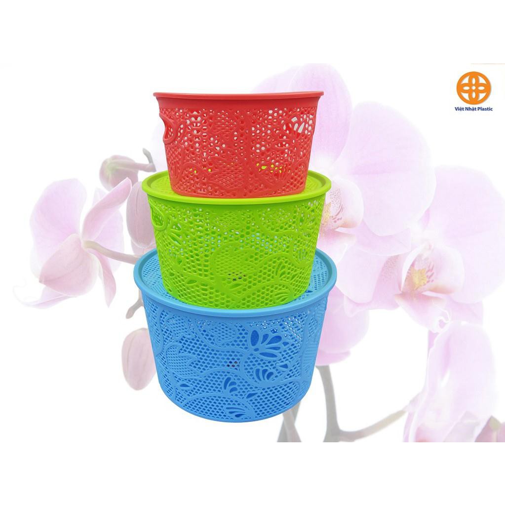 rổ giỏ nắp tròn nhựa 3390