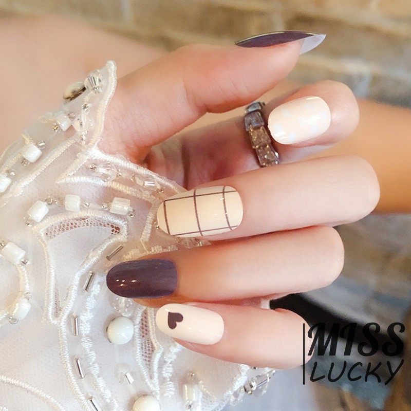 Móng tay giả dài đầu tròn màu trắng/xám dùng để làm móng nghệ thuật