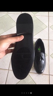 Giầy lười chuông da thật đen