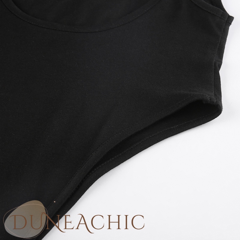 DUNEA Áo liền quần cổ chữ U hở lưng màu trơn quyến rũ cho nữ | BigBuy360 - bigbuy360.vn