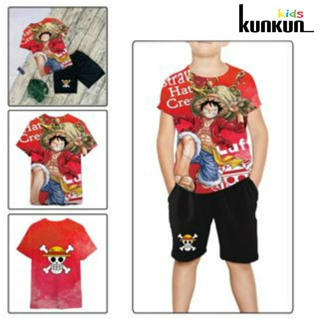 Áo bé trai thun lạnh in 3D hình Luffy vua hải tặc Kunkun Kid AD0001-04