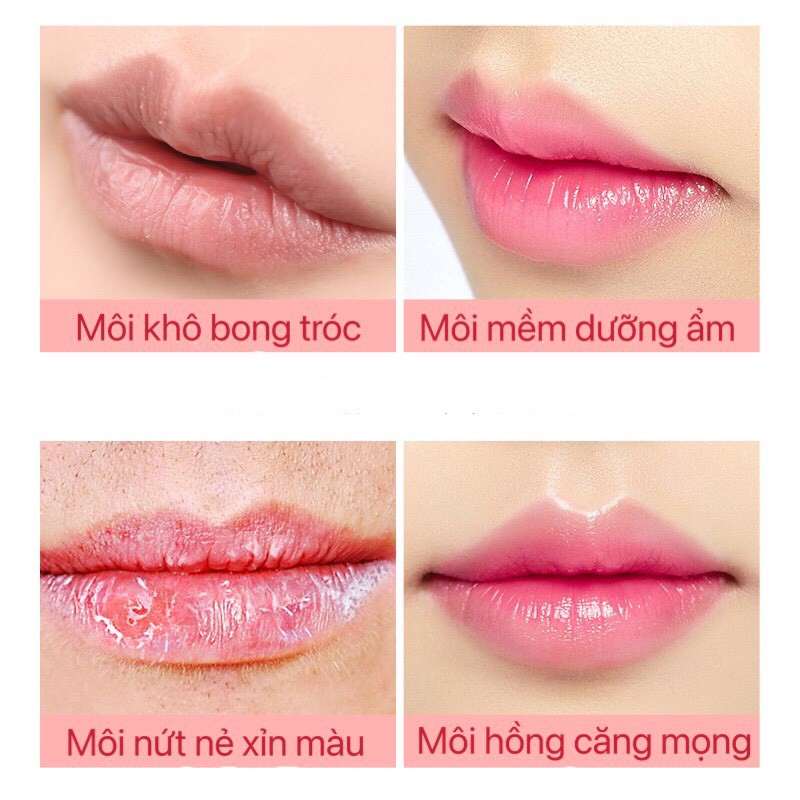 Son dưỡng đào KISS BEAUTY đổi màu trong suốt lá vàng dưỡng môi hồng môi Crystal Change Gold Lipstick KISS05