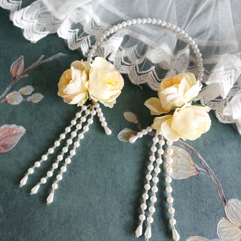 Băng Đô Cài Tóc Đính Hoa &amp; Ngọc Trai Giả