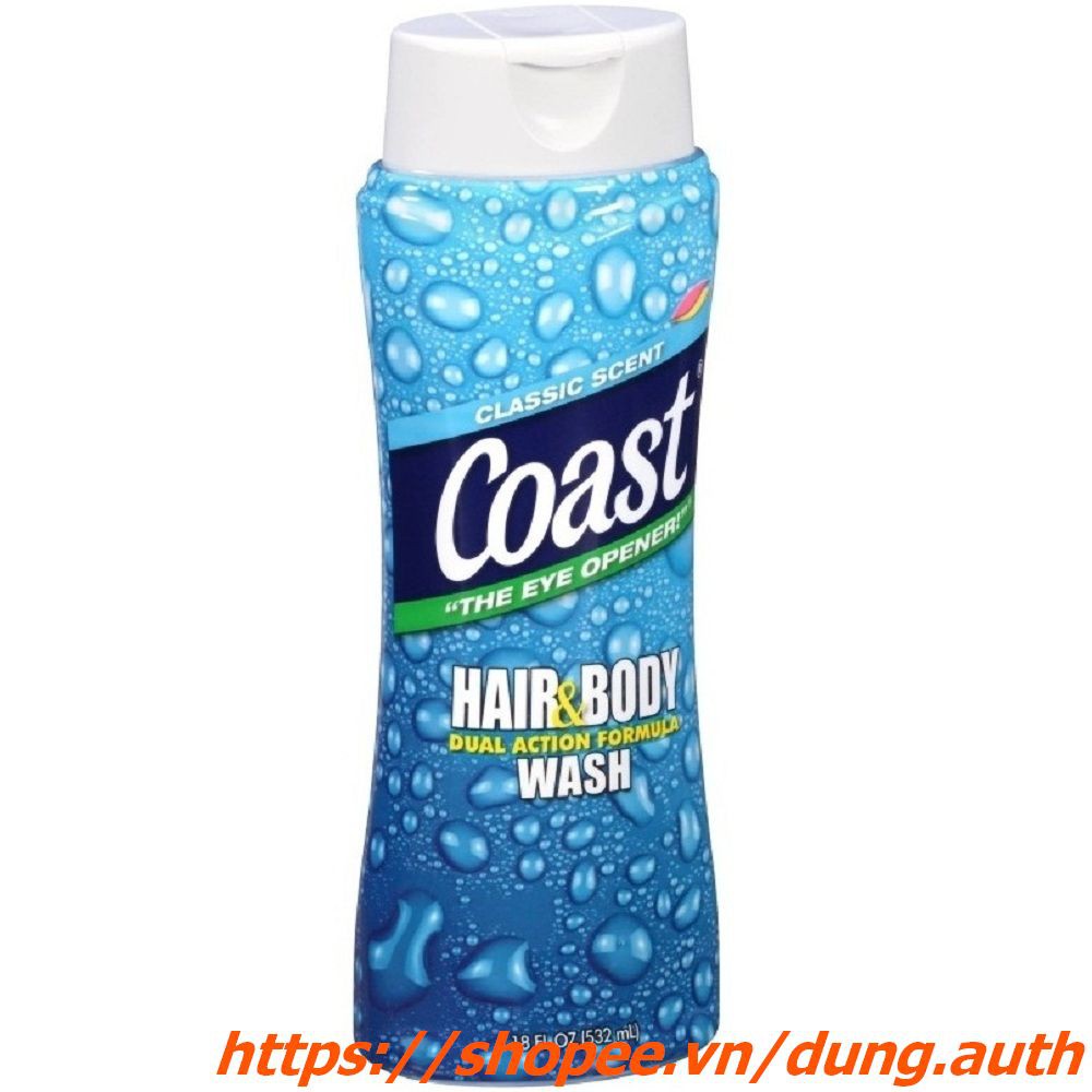 Dầu gội, sữa tắm Coast USA Hair and Body 2 trong 1 532ml chính hãng