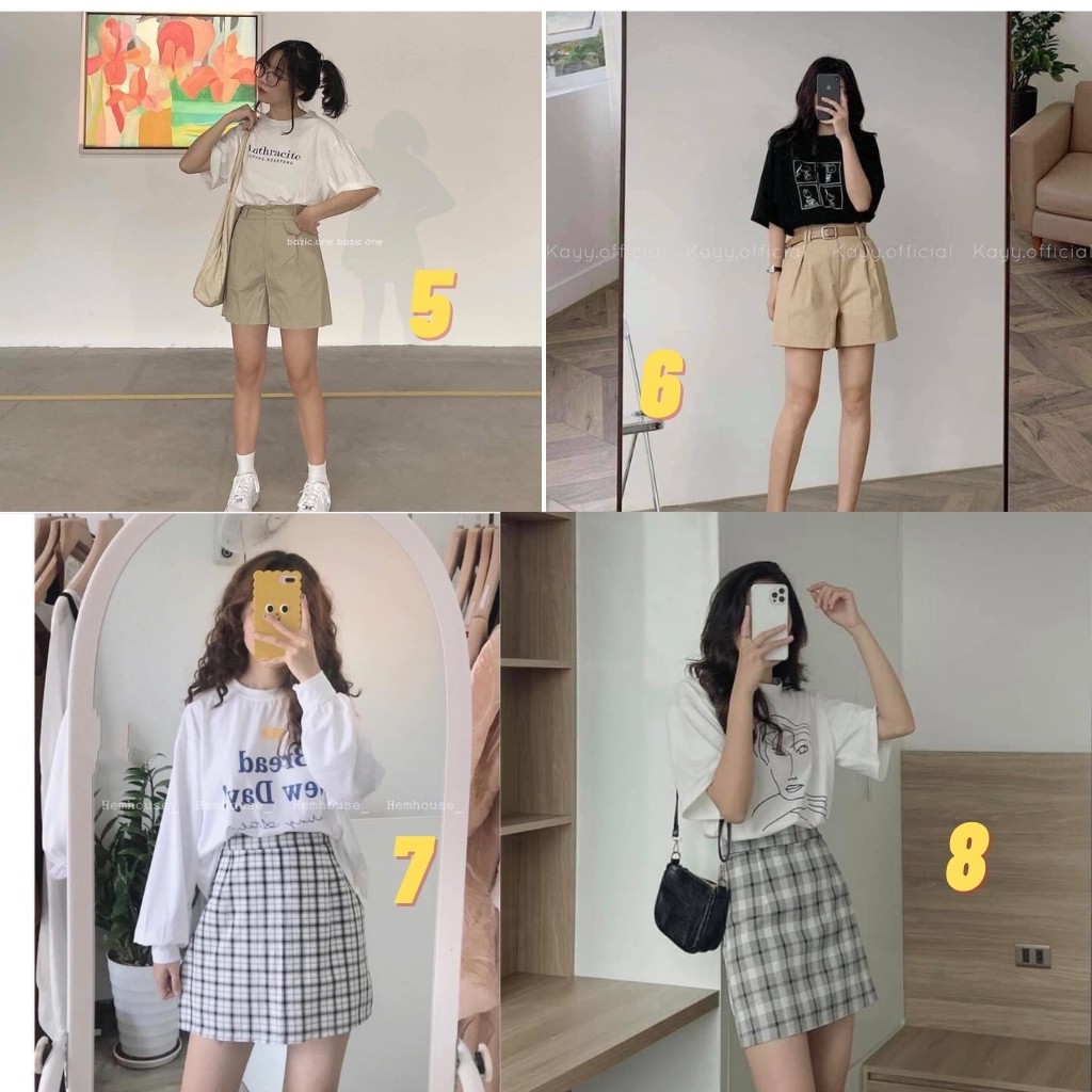 [Mã FAGREEN245 giảm 10% tối đa 30K đơn 99K] Sét bộ áo thun in chữ vintage kèm quần bom phong cách Basic Hàn Quốc | BigBuy360 - bigbuy360.vn