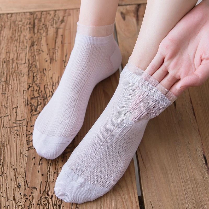 Combo 10 đôi tất cotton cổ ngắn viền ren gân tăm tông màu nhẹ cực đẹp