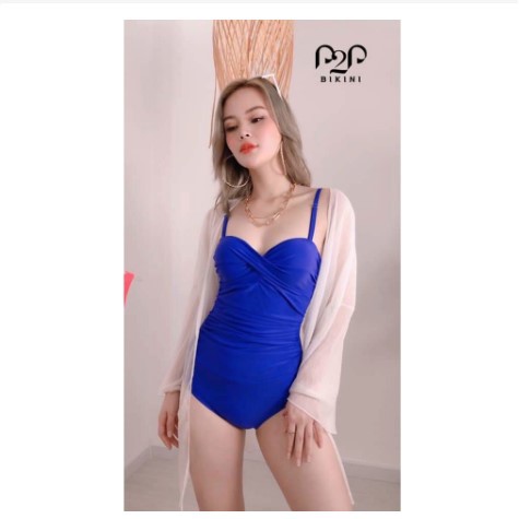 Bikini Đi Biển, Đồ Bơi Nữ 1 Mảnh Thân Liền Nhún Ngực Hai Dây Gọng B D'LAVENDER BKN 31
