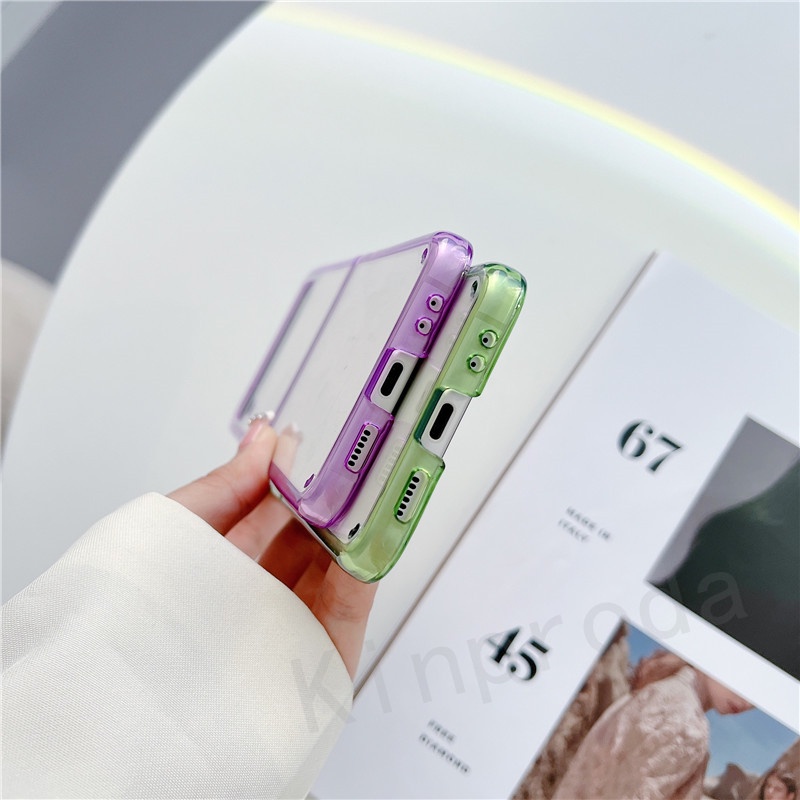 Ốp Điện Thoại Acrylic Trong Suốt Viền Màu Chống Sốc Cho Samsung Galaxy Z Flip 4 Z Flip 3 Zflip 3 4 Flip 3