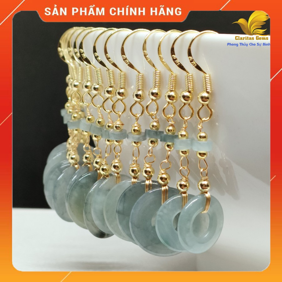 [ẢNH THẬT] BÔNG TAI ĐỒNG ĐIẾU NGOC CAM_THACH_ JADEITE _JADE LOẠI A KIỂU 1