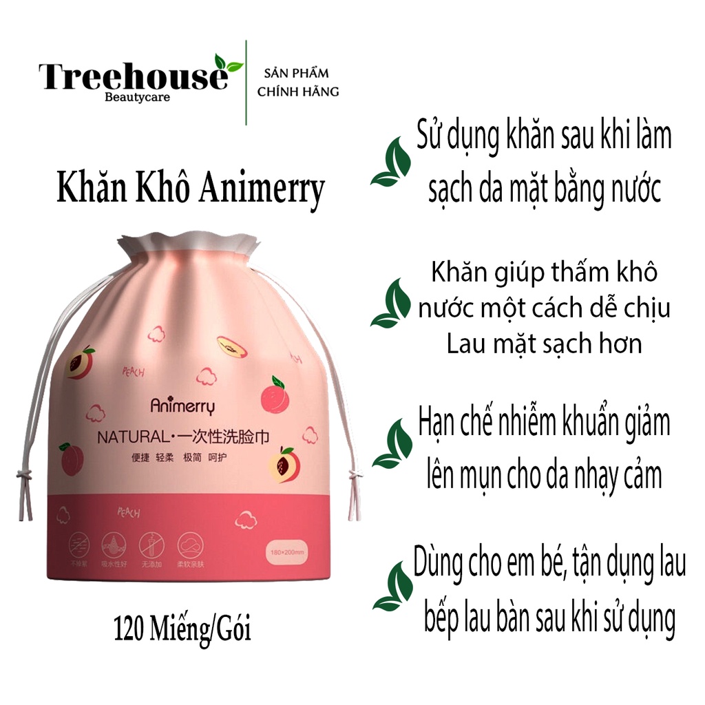 [LOẠI 1 CÓ MÀNG SEAL] Khăn lau mặt dùng 1 lần lau khô lau ướt Animerry, KHĂN DÀY DAI SIZE TO TREEHOUSE SHOP