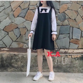 Váy phối sơ mi cỏ nơ_a84